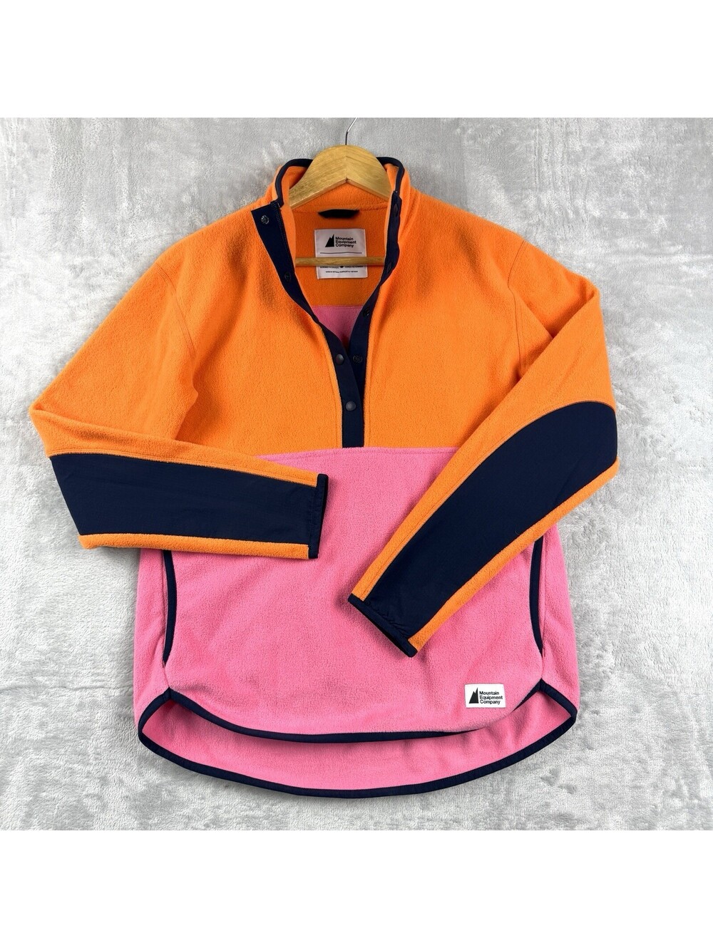MEC Women’s Small Orange Pink Colorblock Snap Fleece Sweatshirt Gorpcore Hike